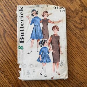 Vintage 1960s Butterick 9130 Sewing Pattern Size 8 Girl Dress Jumper COMPLETE